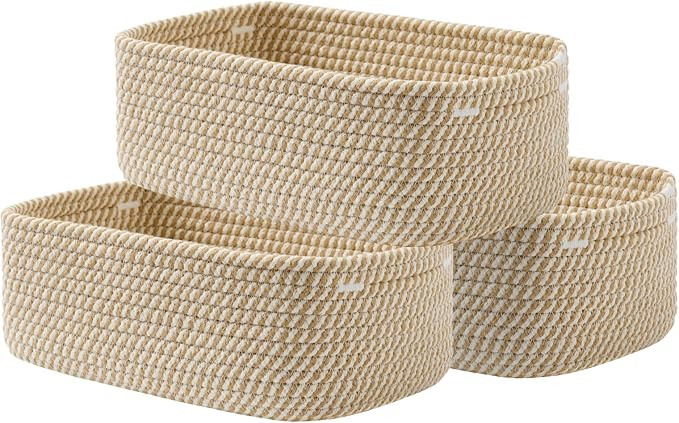 KALLAX Small Woven Storage Basket for Organizing, 12 x 8 x 4.5 inch, 3 Pack | Shelf baskets for c... | Amazon (US)