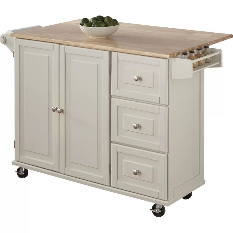 Kuhnhenn 53.5'' Wide Rolling Kitchen Cart with Solid Wood Top | Wayfair North America