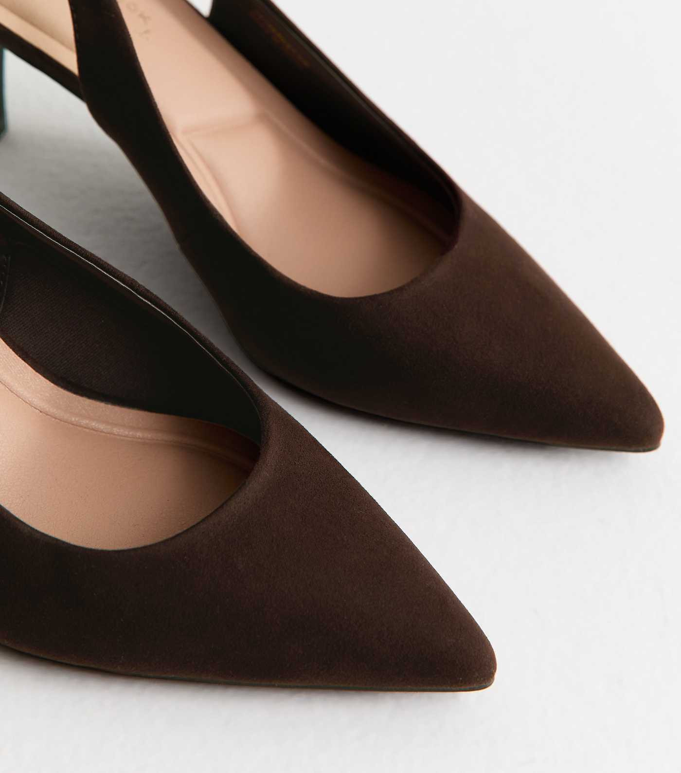 Dark Brown Faux Suede Slingback Pumps | New Look | New Look (UK)
