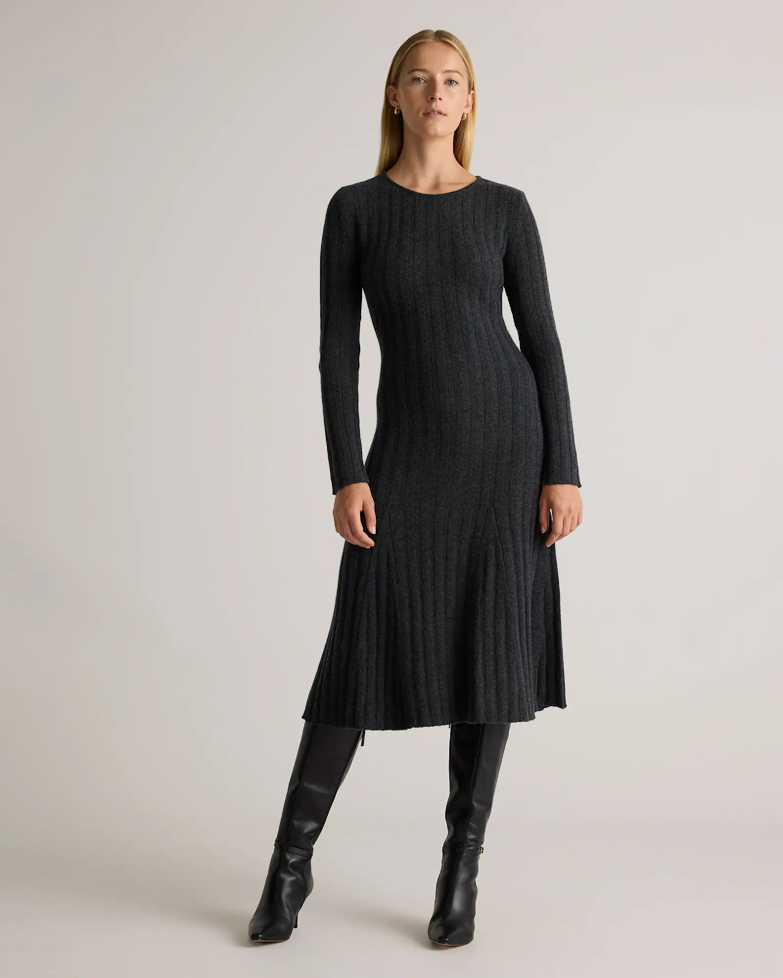 Mongolian Cashmere Wide-Rib Midi Dress | Quince