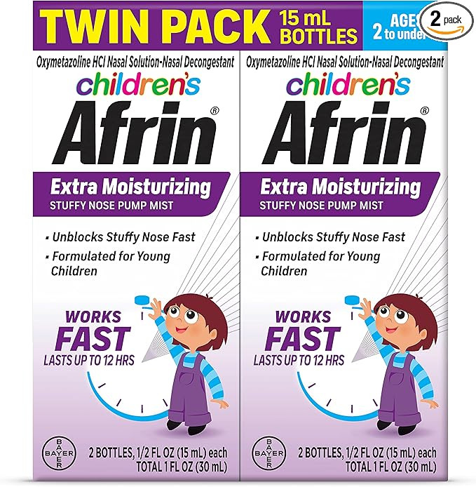 Afrin Children's Extra Moisturizing Nasal Mist, Non-Drowsy, Fast-Acting Decongestant for up to 12... | Amazon (US)