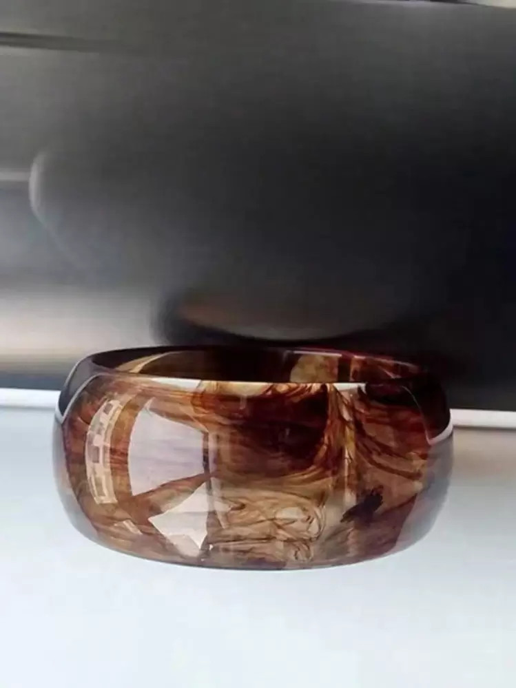 European And American Fashion Personality Elegant Literary Retro Bracelet Round Wide Resin Textur... | SHEIN