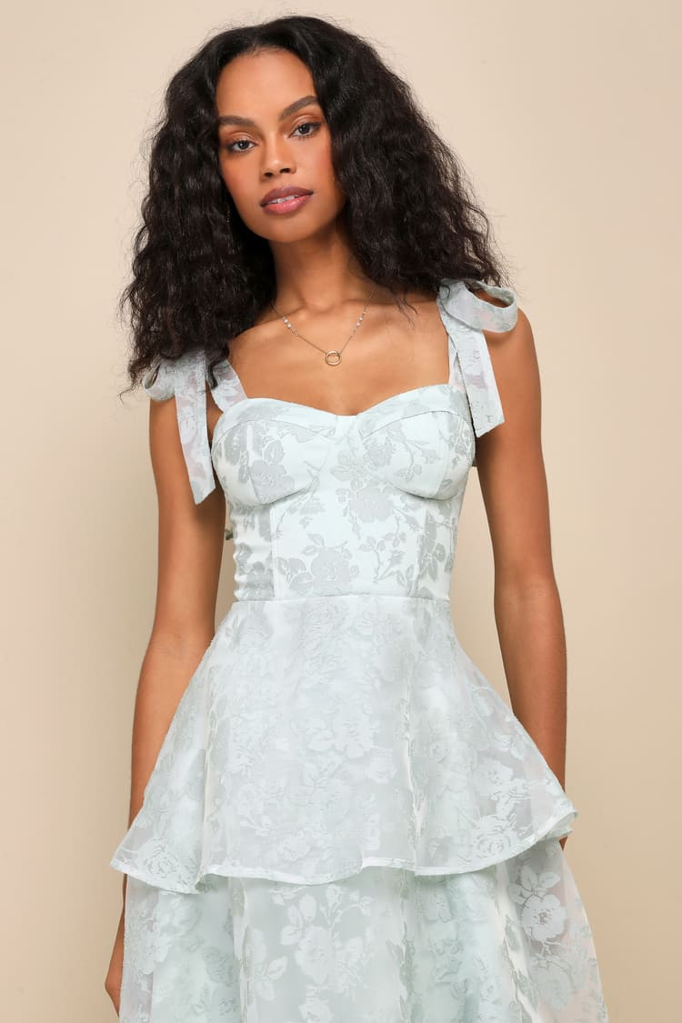 Glamorous Sweetie Sage Burnout Tie-Strap Bustier Midi Dress | Lulus