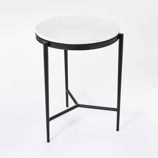 Pleasant Grove Round Marble End Table White - Threshold™ designed with Studio McGee | Target