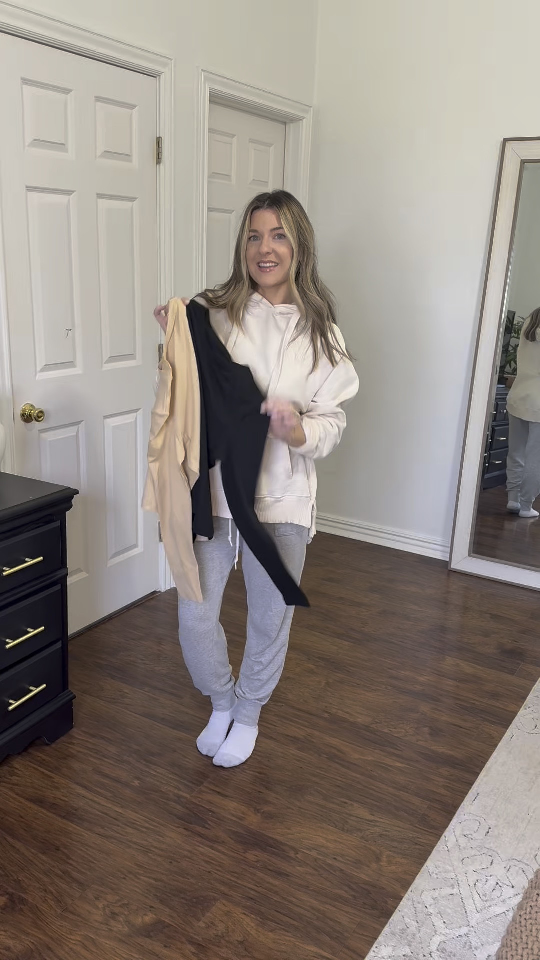 Size medium in both basic tops. Size smalls in the overalls. 26 in jeans (26 short in the A&F) 

Capsule wardrobe, basics, long sleeve basic shirt women, amazon essential, neutral clothing women #LTKMostLoved 

#LTKSpringSale #LTKStyleTip #LTKWatchNow