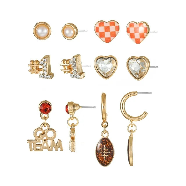 Packed Party Goldtone Game Day Earring Set, Female, 6 Pairs | Walmart (US)