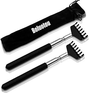 2 Pack Portable Extendable Back Scratcher, Kuvvfe Stainless Steel Telescoping Back Scratcher with... | Amazon (US)