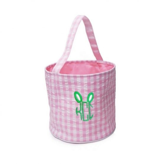 The Bella Bean Shop Personalized Easter Basket Bucket – Pink Gingham | The Tot