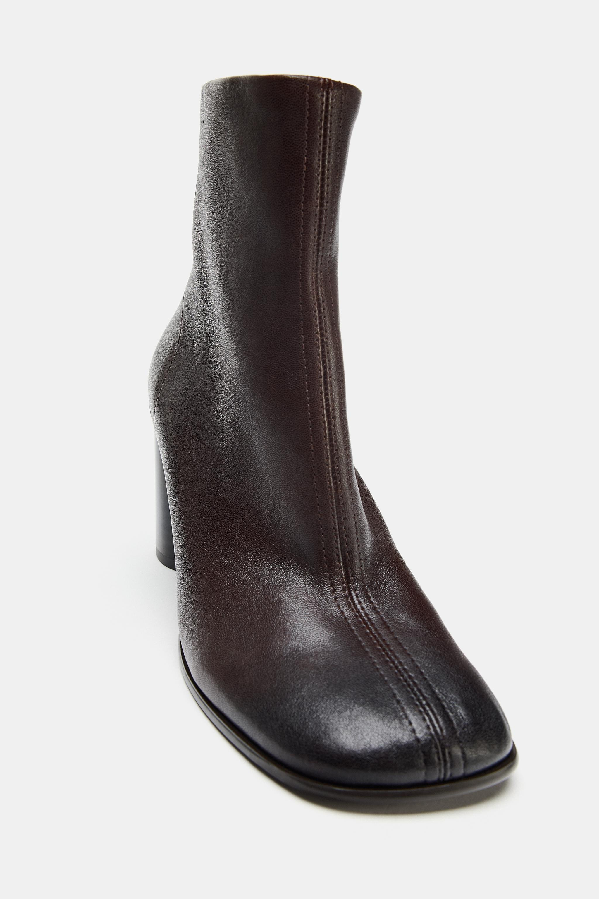 LEATHER HEELED ANKLE BOOTS | Zara UK