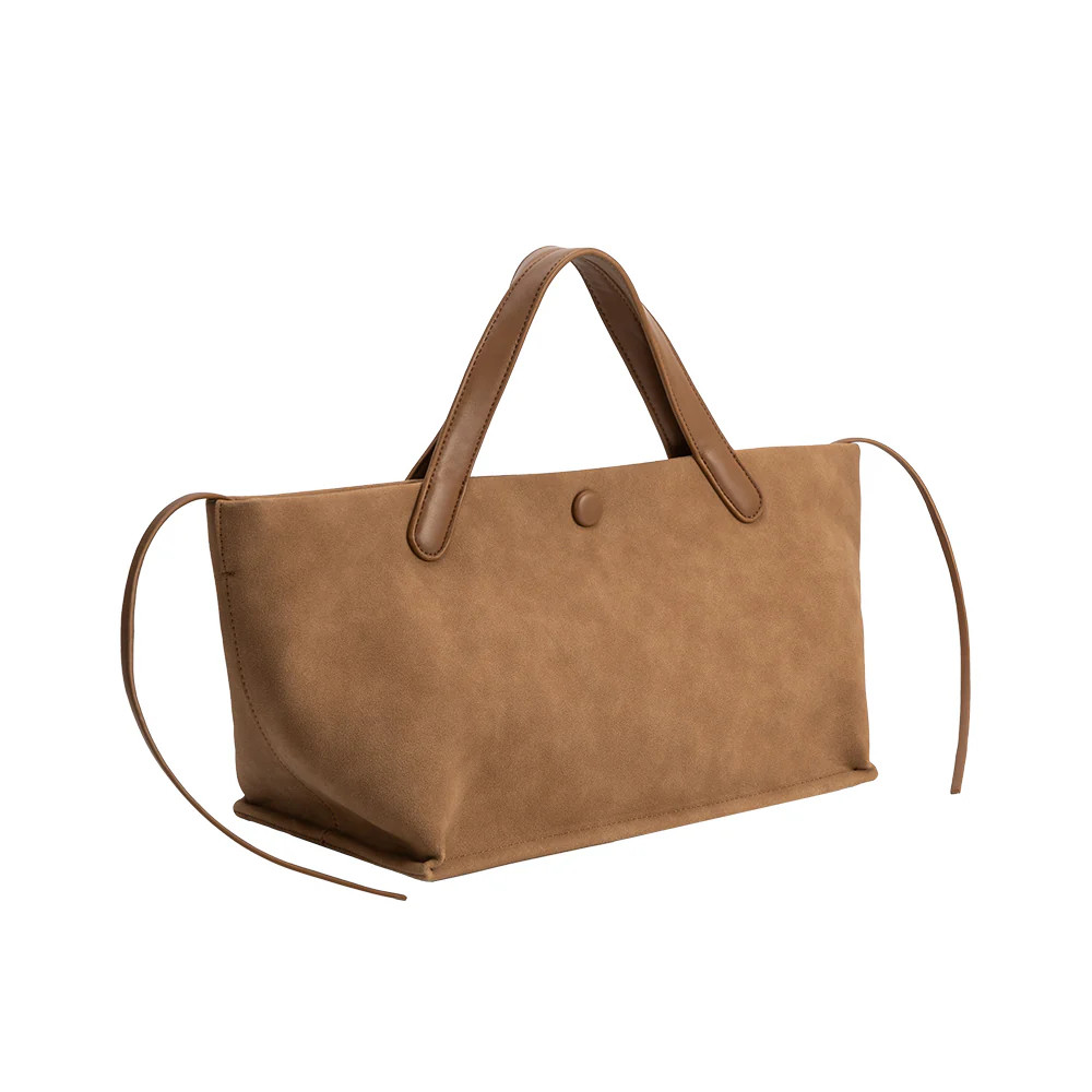 Tan Jill Recycled Vegan Suede Leather Tote Bag | Melie Bianco | Melie Bianco