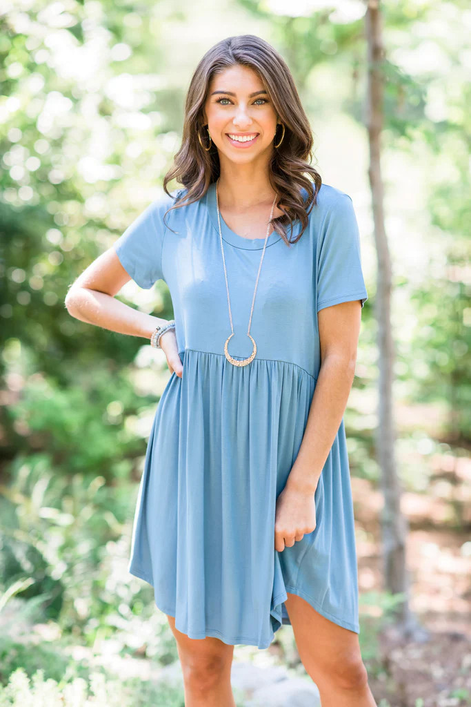 Playful Playlist Dress, Blue Steel | The Mint Julep Boutique