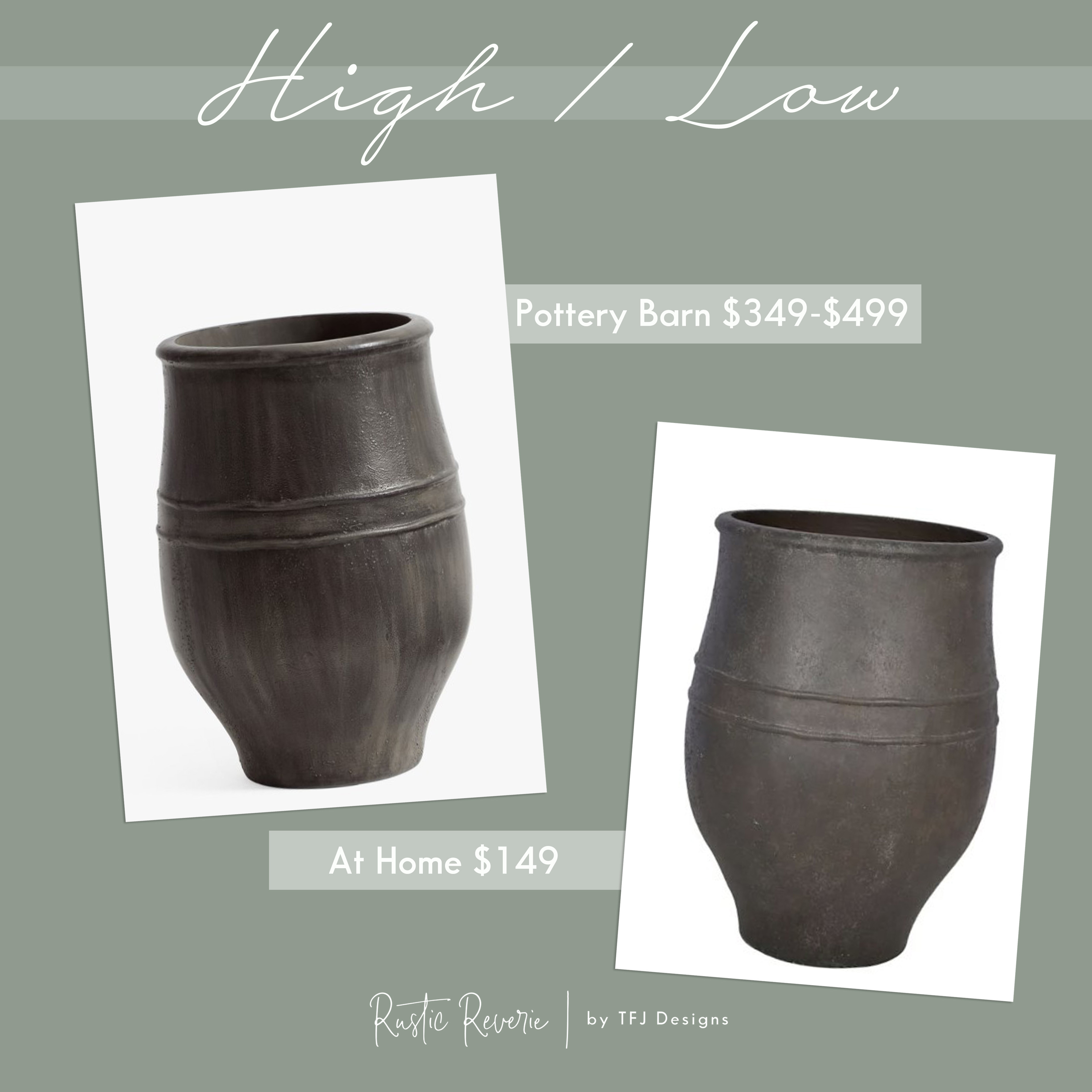Love the look of the Pottery Barn Sienna Planter, but it's just not in the budget? Take a look at a super similar planter from At Home for a fraction of the price! 🖤 porch patio home decor tree garden spring summer refresh affordable 

 #LTKSeasonal #LTKHome #LTKStyleTip