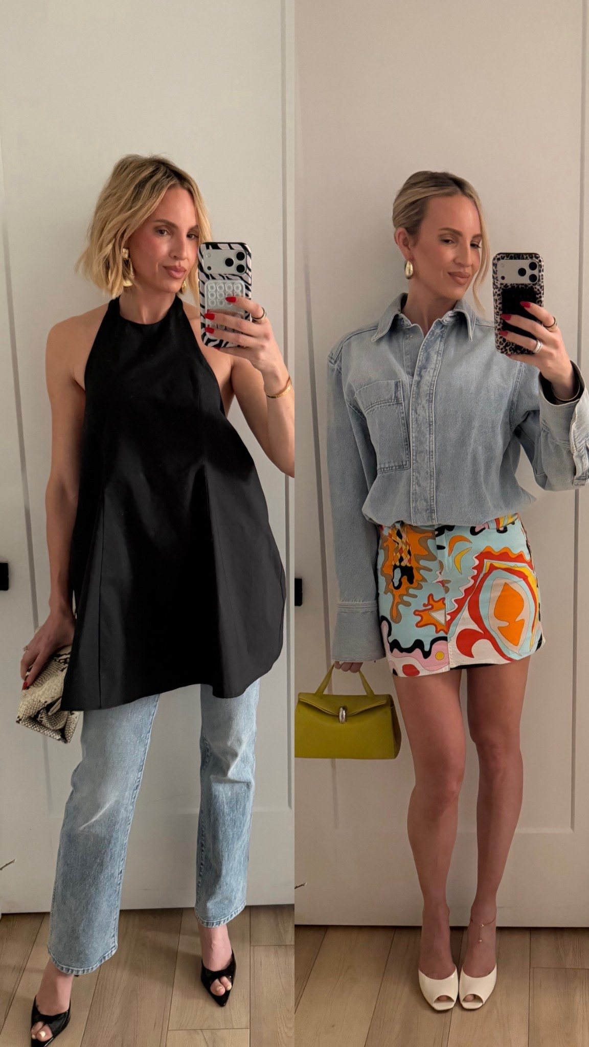 Love the datenight outfits. Shoes are from black suede. Black top is actually a dress! Wearing a small. Jeans run tts

Pucci skirt and denim top is old but linked similar pieces 

#LTKgrwm #LTKTall #LTKdayinmylife #LTKootd #LTKOver40