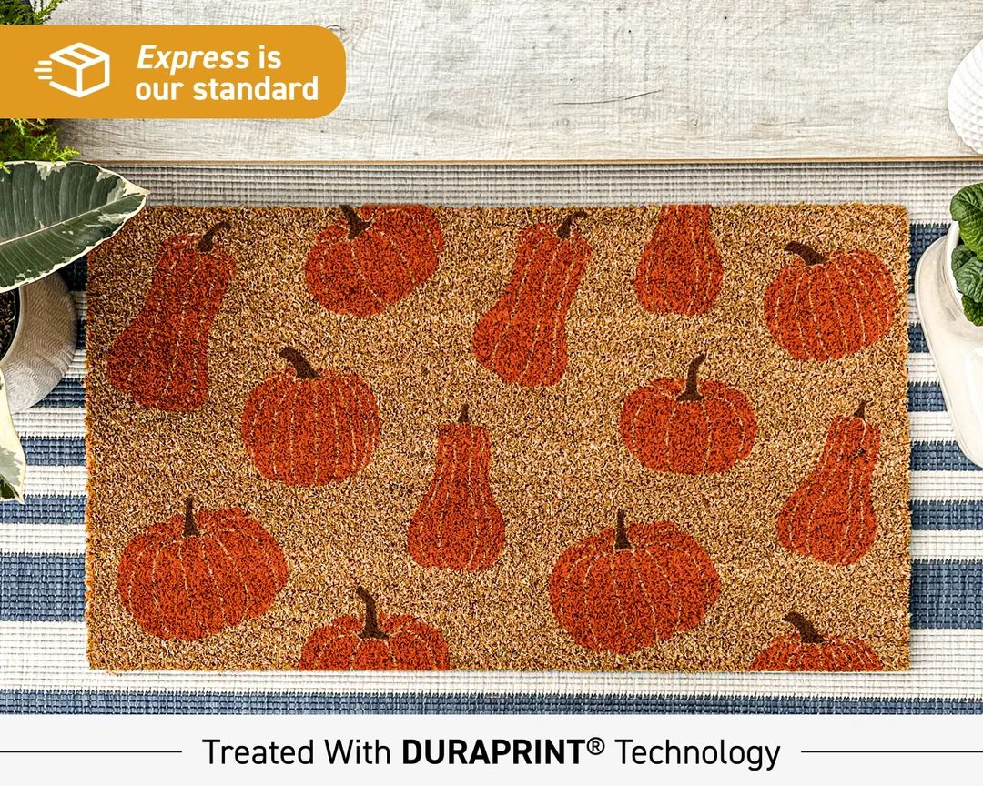 Orange Pumpkin Shapes Doormat Colourful Fall Rug Vivid - Etsy | Etsy (US)