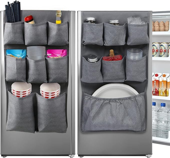 Fridge Dust Cover Top, Mini Fridge Caddy Organizer Storage Bag with 15 Extra Large Fabric Pockets... | Amazon (US)