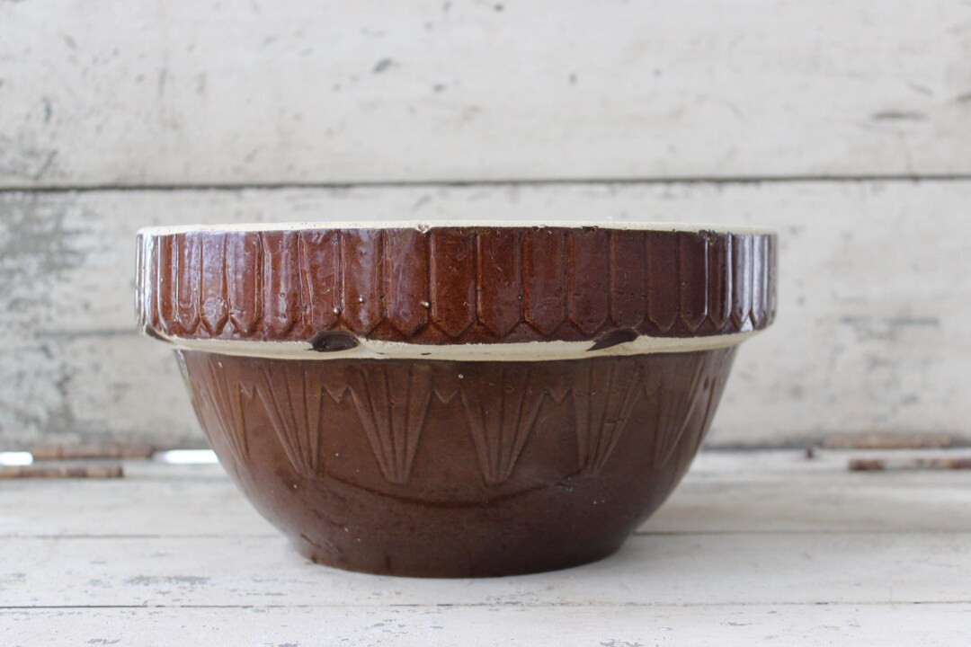 Vintage Stoneware Bowl, Brown Glazed Primitive Mixing Bowl - Etsy | Etsy (US)