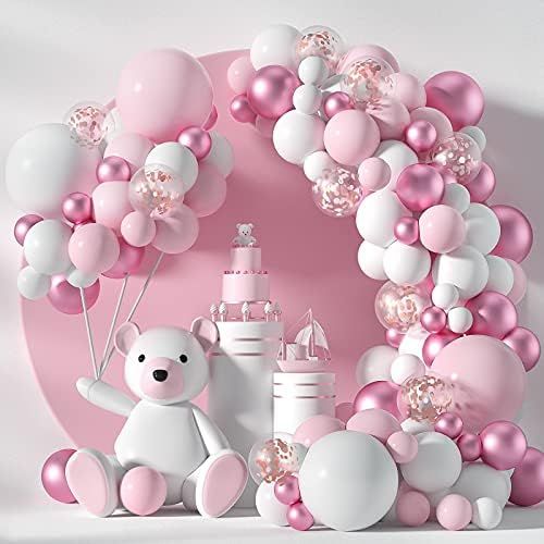 Amazon.com: Honinda Pastel Pink Balloons Arch Garland Kit, 104 PCS Pink White Metallic Pink Rose ... | Amazon (US)
