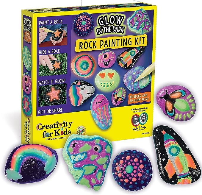 Creativity for Kids Glow in the Dark Rock Painting Kit - Painting Rocks Kids Craft, Arts and Craf... | Amazon (US)