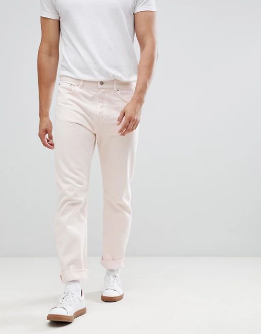 Weekday – Vacant – Steife Jeans mit lockerer Passform in rosafarbener Waschung | Asos DE