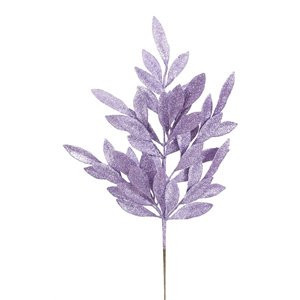 Vickerman 22" Glitter Bay Leaf Artificial Christmas Spray in Purple (Set of 6) | Cymax