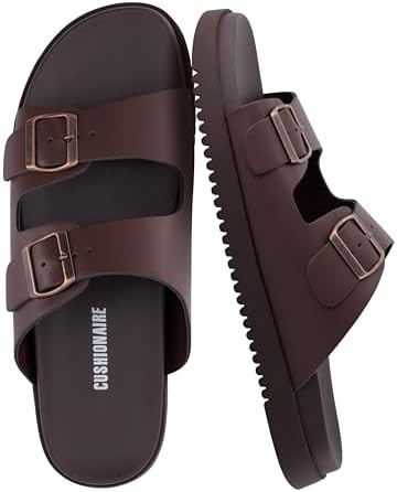 CUSHIONAIRE Nation Slip On Slides for Men with Adjustable Straps, Cushioned Footbed and Ridged Gr... | Amazon (US)