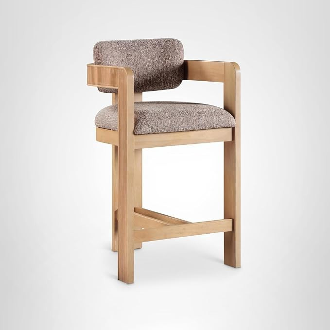 Meridian Furniture 11074Brown-C Sacha Collection Art Deco Stool with Rich Brown Linen Textured Fa... | Amazon (US)