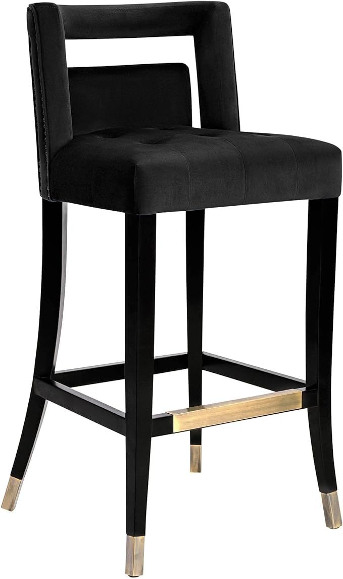 Tov Furniture Hart 30 1/4" Black Velvet Bar Stool | Amazon (US)