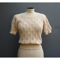 Vintage Hand Knitted Cotton Lacey Jumper Blouse Cream Sweater 1930S 1940S 30S 40S Reproduction | Etsy (UK)