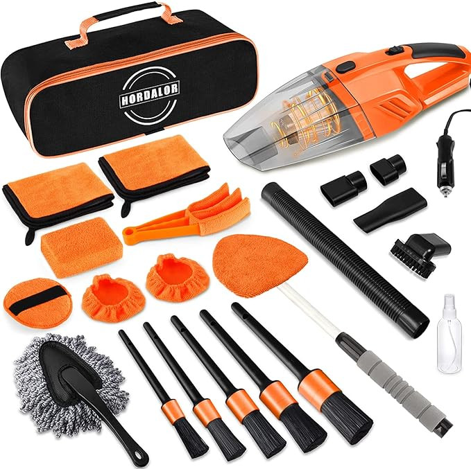 HORDALOR 17Pcs Car Cleaning Kit,Car Interior Detailing Kit with High Power Handheld Vacuum,Detail... | Amazon (US)