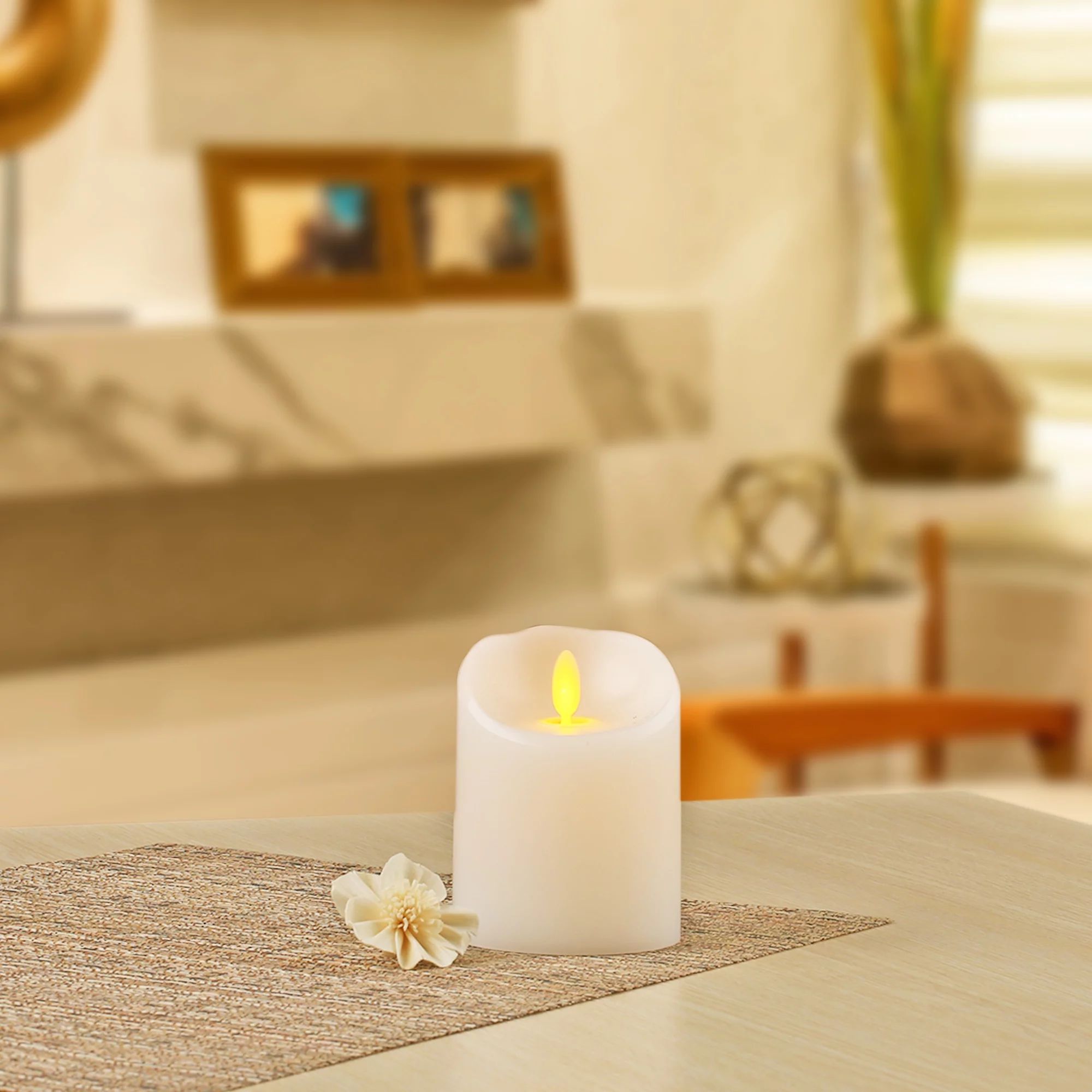 Better Homes & Gardens Flameless LED Motion Flame Pillar Candle, 3x4", White - Walmart.com | Walmart (US)