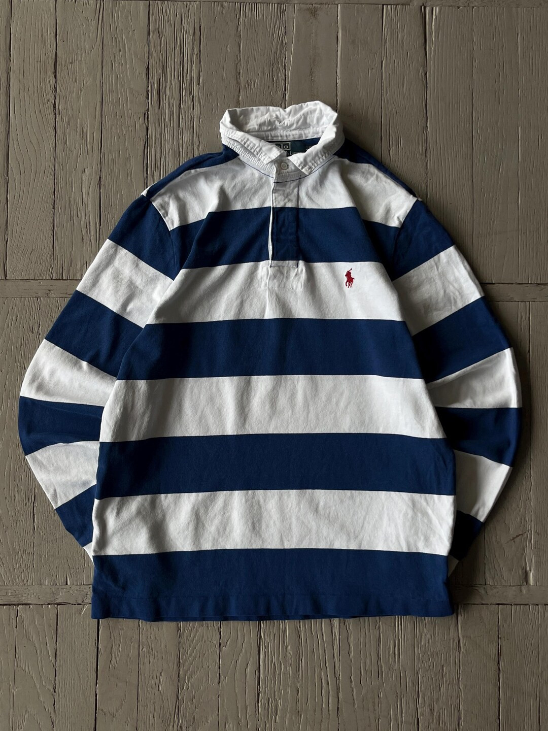 Vintage Polo Ralph Lauren Striped Rugby Preppy Logo Shirt White Blue Size M - Etsy | Etsy (US)