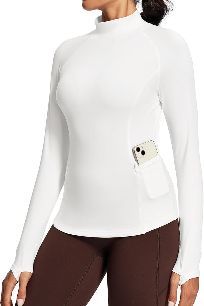 IUGA Workout Thermal Shirts for Women Turtleneck Long Sleeve Fleece Lined Tops Winter Running Gea... | Amazon (US)