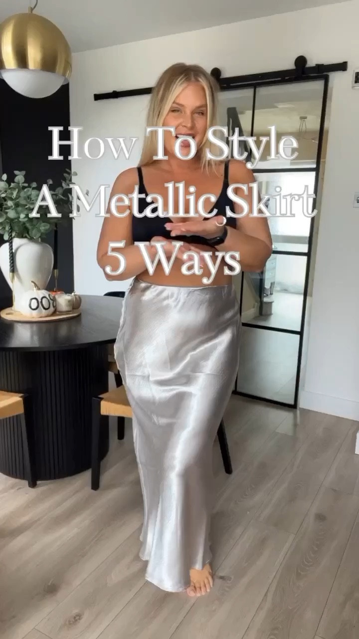 Five ways to style a metallic skirt 🫶🏼 pink jumper, backless top, silver skirt, Christmas outfits, Christmas Day outfit, winter fashion, winter style, holiday fashion, winter outfits, asos, H&M, topshop, new balance, white tee, Christmas night out, midsize fashion, midsize outfits, size 16 style. 

#LTKstyletip #LTKmidsize #LTKHoliday