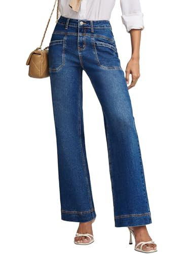 EVALESS Womens Jeans Wide Leg High Waisted Straight Bootcut Jeans Trendy Fall 2026 Zimbaplatinum ... | Amazon (US)