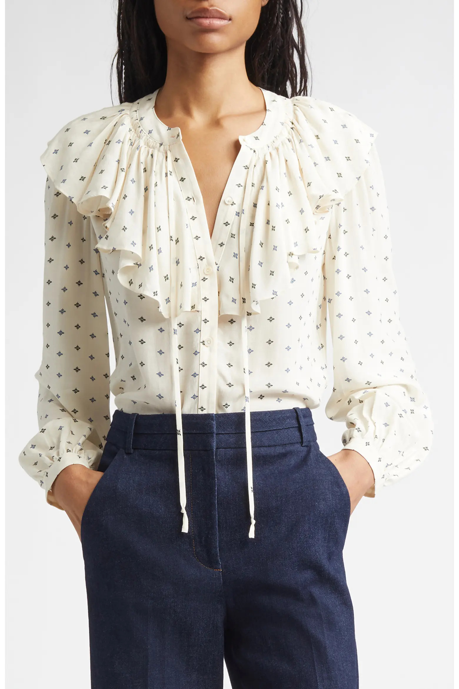 Veronica Beard Gomez Ruffle Print Shirt (Women) | Nordstromrack | Nordstrom Rack