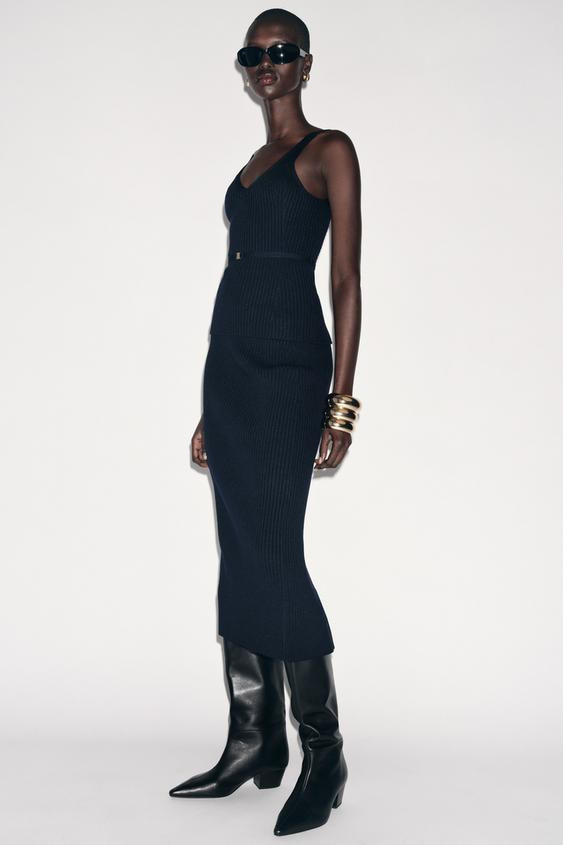 RIBBED KNIT BELT TOP | Zara US