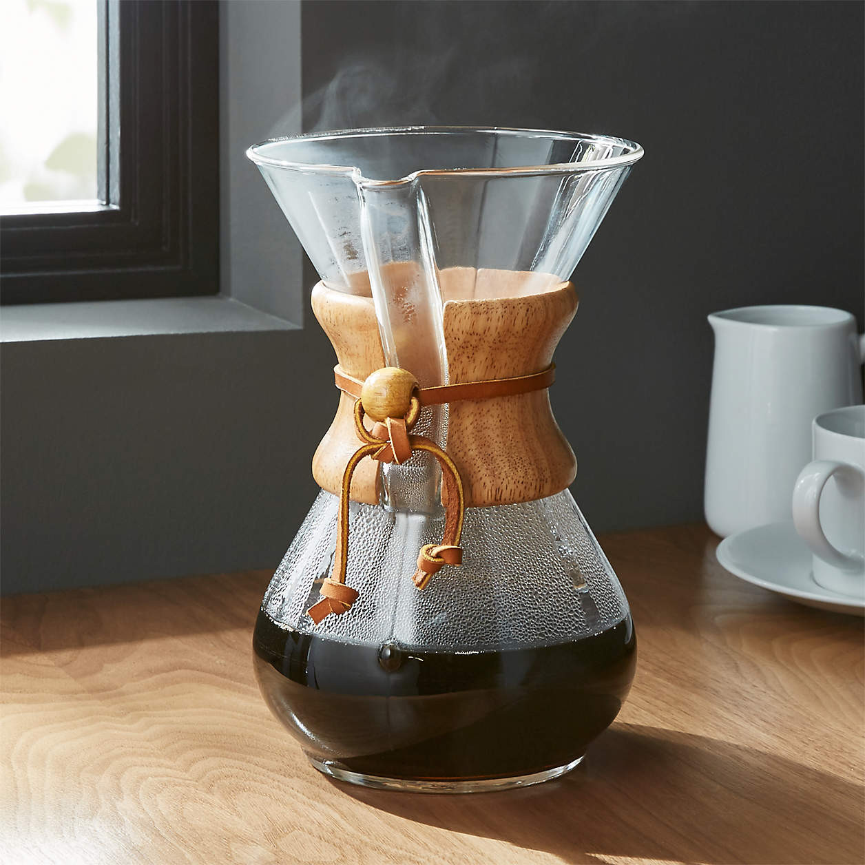 Chemex 8-Cup Glass Pour-Over Coffee Maker with Natural Wood Collar + Reviews | Crate & Barrel | Crate & Barrel