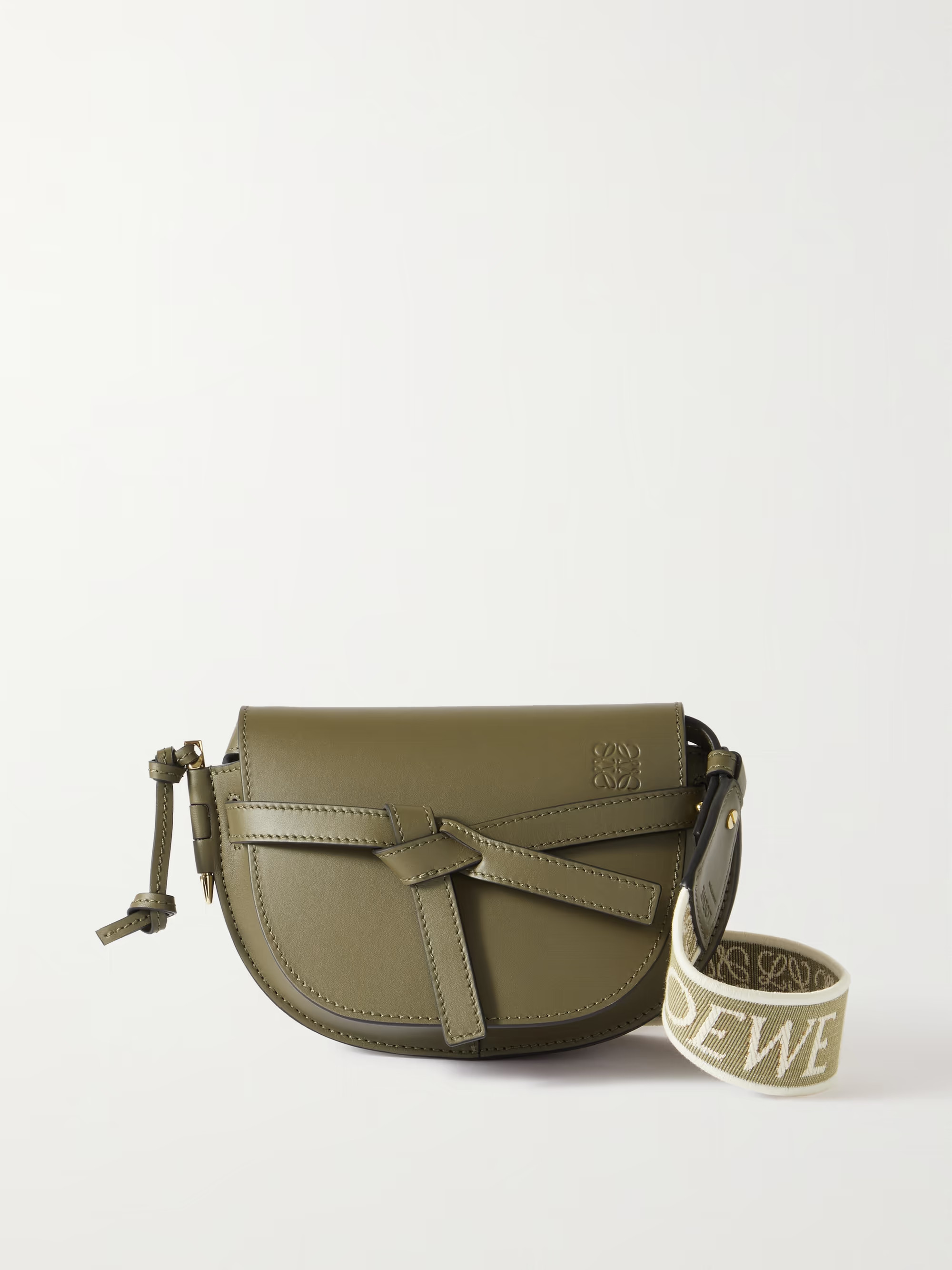 Gate mini canvas jacquard-trimmed leather shoulder bag | NET-A-PORTER (US)