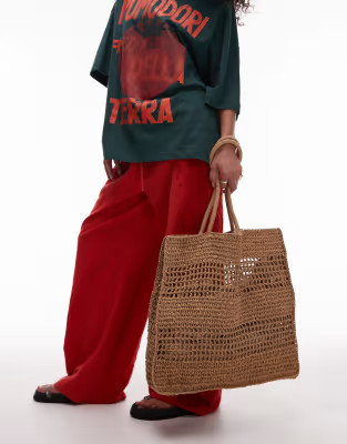 Topshop Tania straw tote bag in natural | ASOS (Global)
