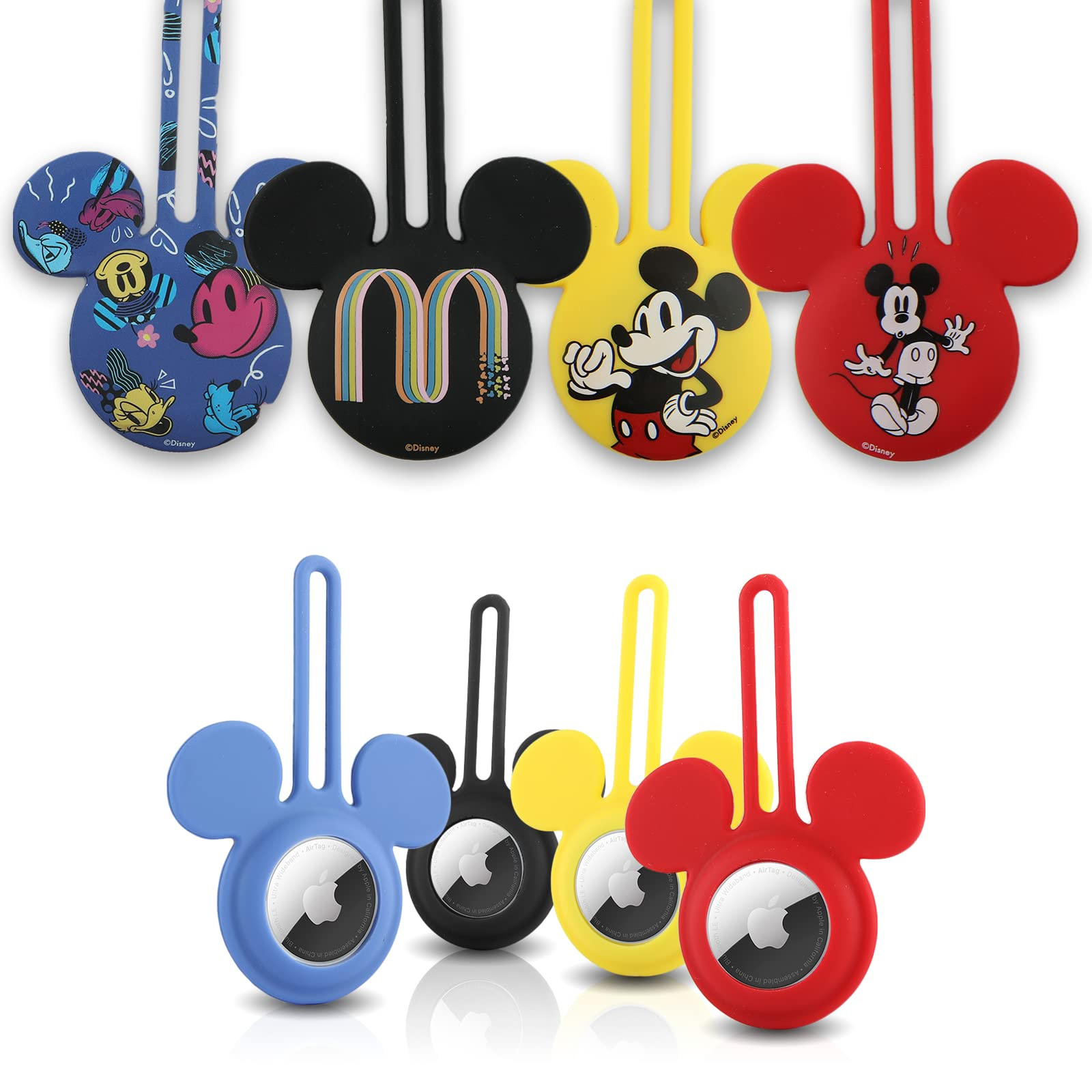 Disney Mickey Mouse Ears 4-Pack Silicone Airtag Holder Case- 4 Airtag Keychain Holder Included- D... | Amazon (US)