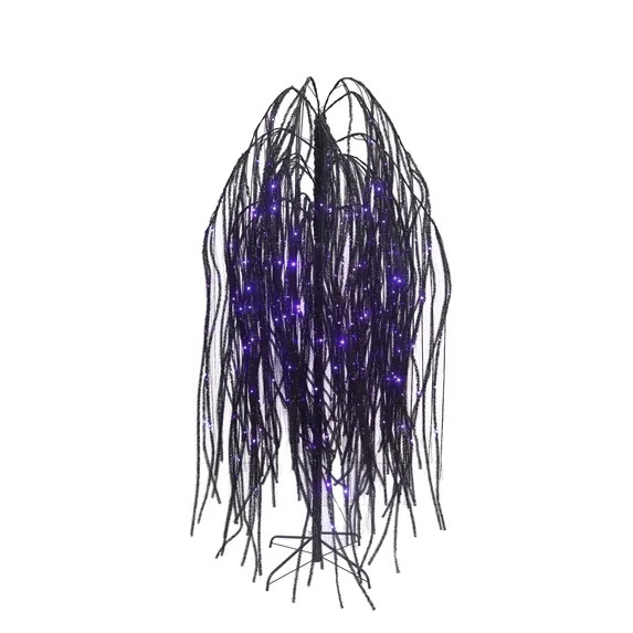 6 ft Black Willow Tree with Orange and Purple LED Lights for Outdoor Halloween Decor | Walmart (US)