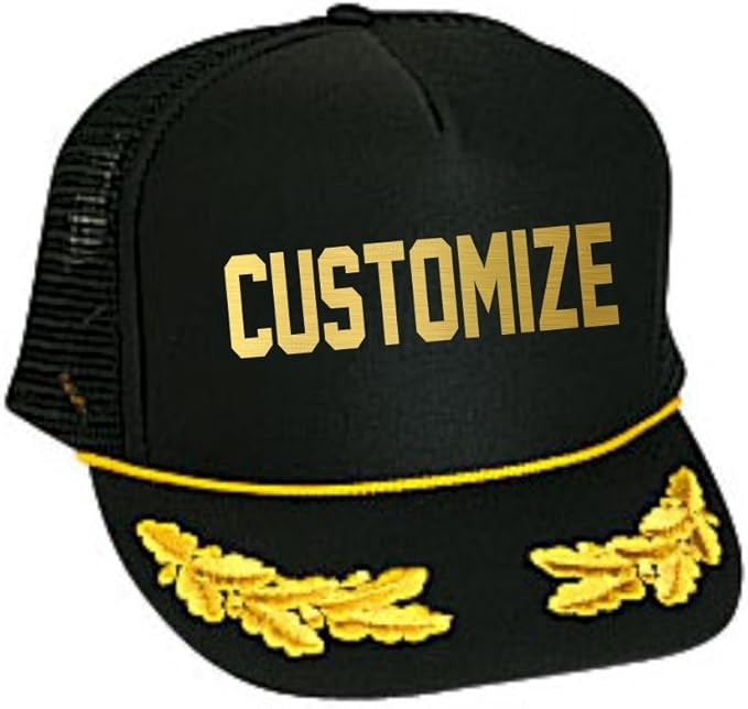 Unisex Adult Custom Nautical Adjustable Trucker Captain Hat for Men or Women Black | Amazon (US)