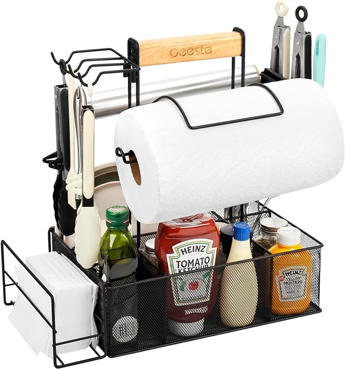 Geesta Grill Caddy, BBQ Caddy for Outdoor Grill, Picnic Camping Caddy with Paper Towel Holder & M... | Amazon (US)