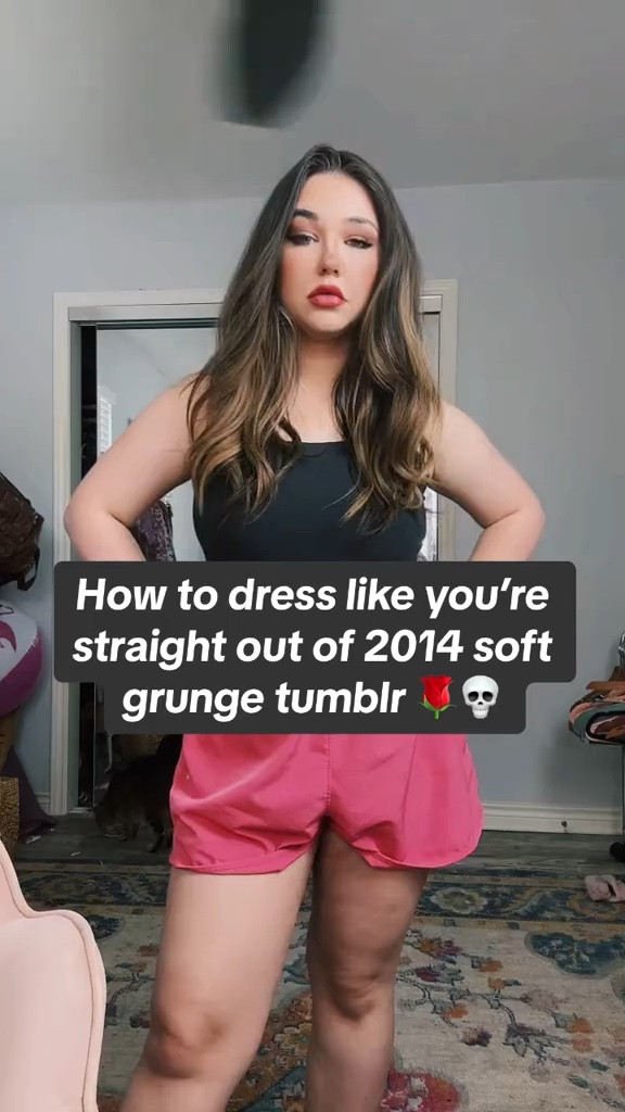 Soft grunge tumblr inspired outfit with high waisted denim shorts, black graphic T-shirt, combat boots, black body suit, fishnet tights 

#LTKunder50 #LTKstyletip