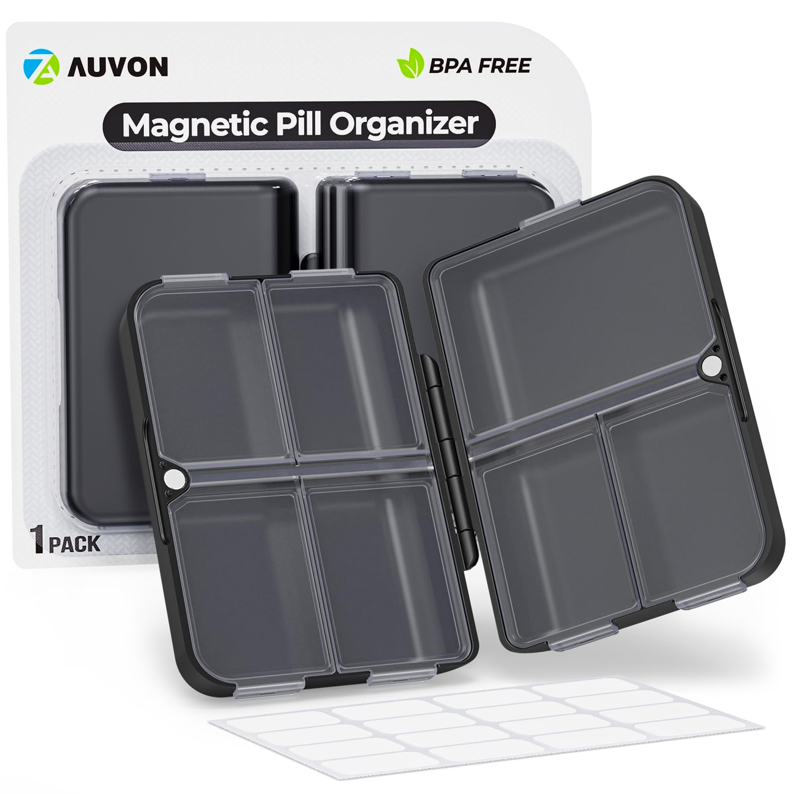 AUVON Travel Pill Organizer with Folding Design, 7 Compartments Daily Pill Case with Long-Lasting... | Amazon (US)