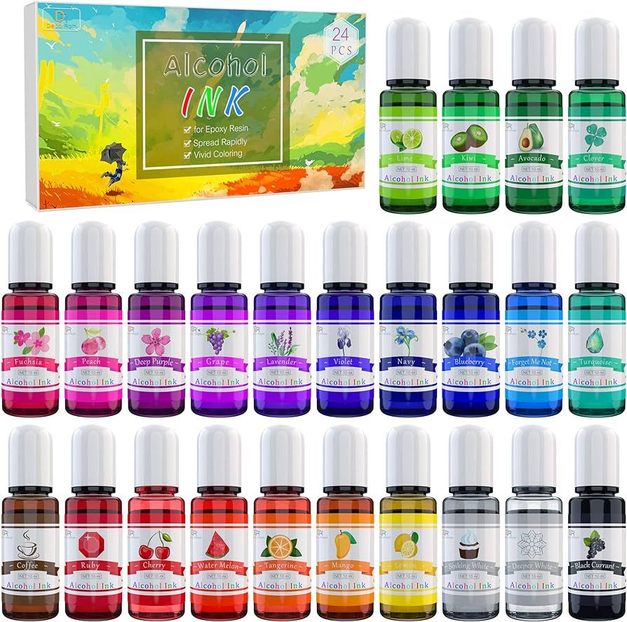 Alcohol Ink Set - 24 Vibrant Colors Alcohol-based Ink for Resin Petri Dish Making, Epoxy Resin Pa... | Amazon (CA)