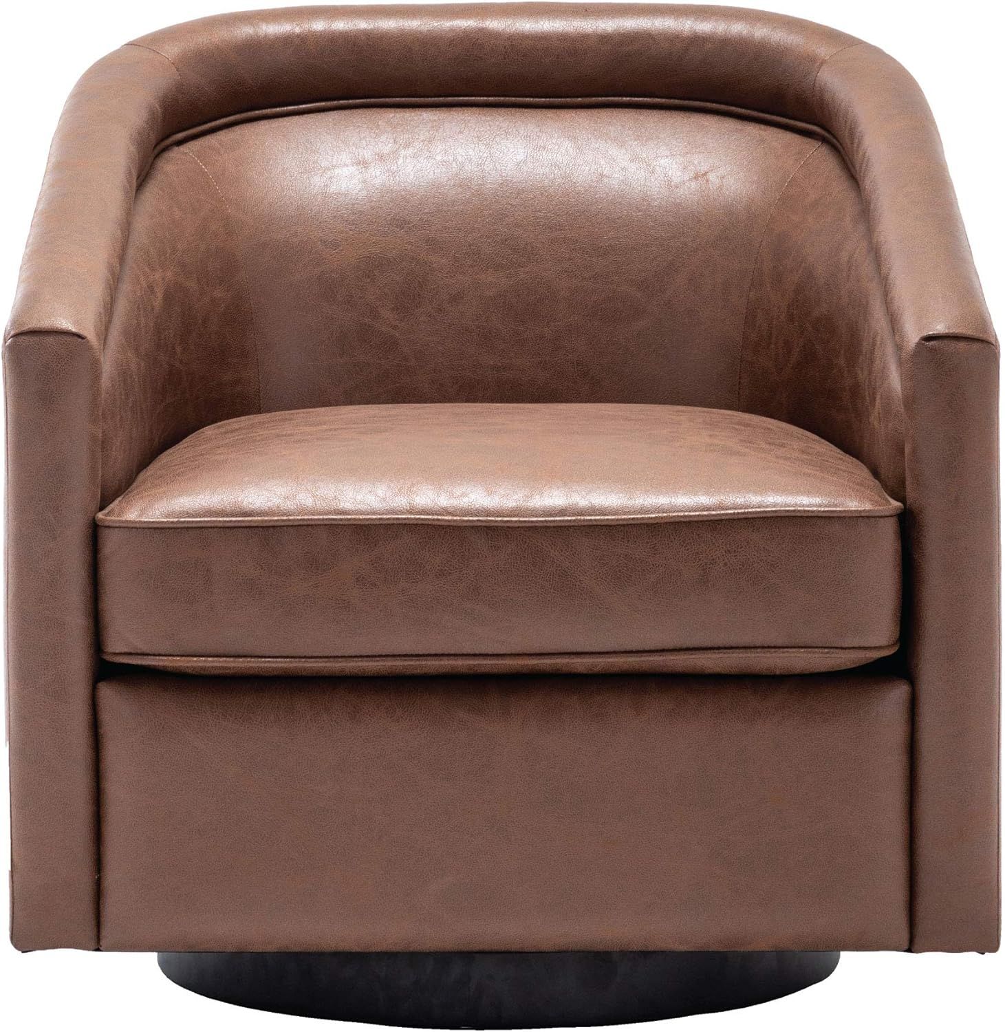 eLuxurySupply Swivel Accent Chair - Traditional Barrel Upholstered Armchair with Swivel Base - Pr... | Amazon (US)