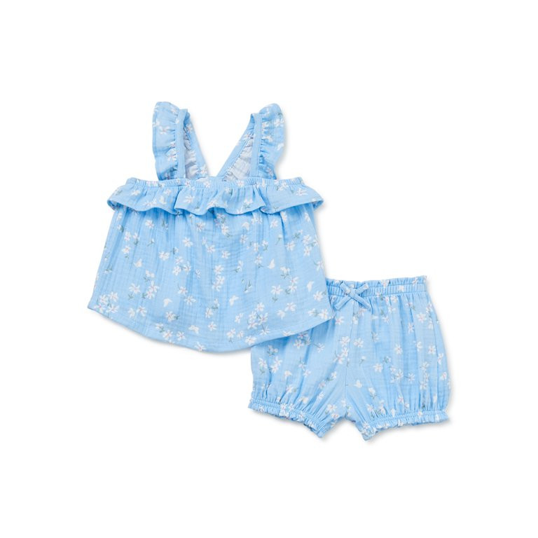 Wonder Nation Baby Girl Tunic Top and Shorts Outfit Set, 2-Piece | Walmart (US)