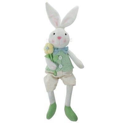 Northlight 24" White and Green Boy Bunny Rabbit Easter and Spring Table Top Figure | Target