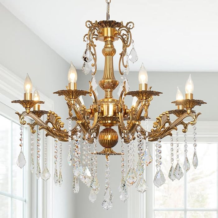 8 Light Vintage Chandelier Contemporary Antique Chandelier Elegant K9 Crystal Glass Chandelier Ca... | Amazon (US)